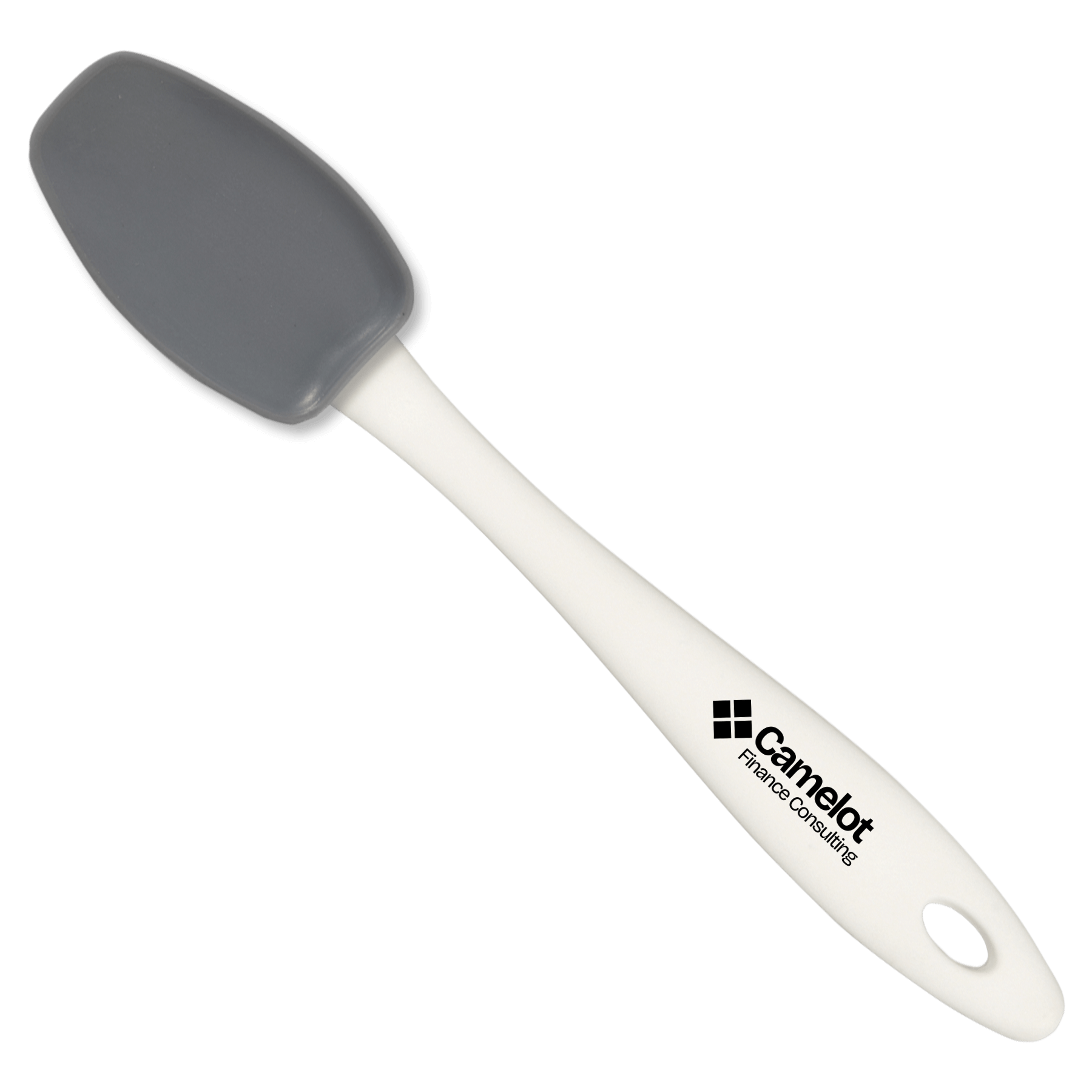 Imprinted - White Handle - Gray Spoon